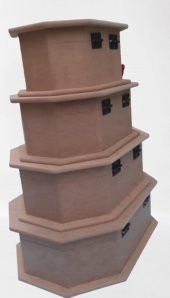 Hobi 90074 Dekoratif Model Makyaj Kutu Set Dörtlü HAM Ahşap MDF El Yapım - 9