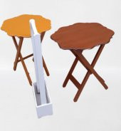 Çanta Zigon 90075 Sehpa Yonca Model 2li Takım Ahşap MDF Hardal-Ceviz Renk El Yapı thumbnail 1