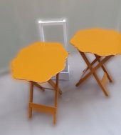 Çanta Zigon 90076 Sehpa Yonca Model 2 li Tk Ahşap MDF Hardal Renk Uyum El Yapım - 1