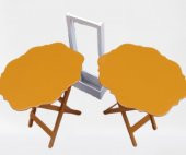 Çanta Zigon 90076 Sehpa Yonca Model 2 li Tk Ahşap MDF Hardal Renk Uyum El Yapım - 3