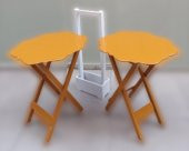 Çanta Zigon 90076 Sehpa Yonca Model 2 li Tk Ahşap MDF Hardal Renk Uyum El Yapım - 4