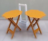 Çanta Zigon 90076 Sehpa Yonca Model 2 li Tk Ahşap MDF Hardal Renk Uyum El Yapım - 5
