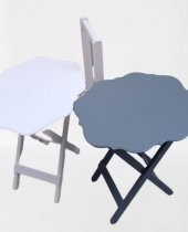 Çanta Zigon 90082 Sehpa Yonca Model 2 li Tk Ahşap MDF Beyaz Gri Renk Uyum El yapı - 2