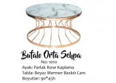 Brc 140530 BUFALO Sehpa Orta MODEL SARI Mermer TEMPER Cam çelik GOLD renk El Yapı thumbnail 3