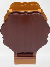 Çanta Zigon 90085 Sehpa Yonca Model Ahşap MDF Ceviz ve Hardal Renk Uyum El Yapım thumbnail 1