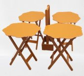 Çanta Zigon 90087 Sehpa Yonca Tk Dörtlü Model Ahşap MDF Hardal Renk Uyum El Yapım thumbnail 1