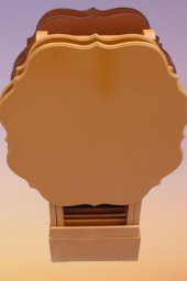 Çanta Zigon 90085 Sehpa Yonca Model Ahşap MDF Ceviz ve Hardal Renk Uyum El Yapım thumbnail 2