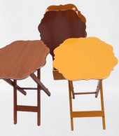 Çanta Zigon 90085 Sehpa Yonca Model Ahşap MDF Ceviz ve Hardal Renk Uyum El Yapım thumbnail 5