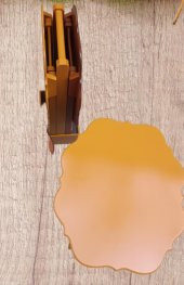 Çanta Zigon 90085 Sehpa Yonca Model Ahşap MDF Ceviz ve Hardal Renk Uyum El Yapım thumbnail 7