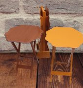 Çanta Zigon 90085 Sehpa Yonca Model Ahşap MDF Ceviz ve Hardal Renk Uyum El Yapım thumbnail 9