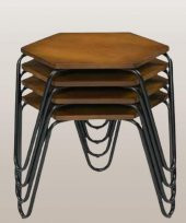 Zigon OSM 117940 PETEK Model Metal Nikelaj V Ayak CEVİZ RENK Tabla El Yapım - 2
