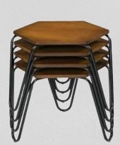 Zigon OSM 117940 PETEK Model Metal Nikelaj V Ayak CEVİZ RENK Tabla El Yapım - 4