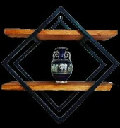 Kitaplık Duvar Monte 141211 ZLF İkili Ahşap Raf Metal Siyah Ayak El Yapım - 3