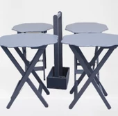 Çanta Zigon 90091 Yonca Takım Dörtlü Model Ahşap MDF Parlak Gri Renk El Yapım - 3