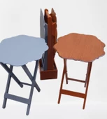 Çanta Zigon ST 90089 Sehpa Yonca Model Ahşap MDF Ceviz-Gri Renk Uyum El Yapım - 1