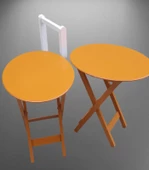 Çanta Zigon 90120 Sehpa Oval Model İkili Takım Mdf Hardal Renk Uyumu El Yapımı - 7