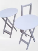 Çanta Zigon 90126 Sehpa Oval Model İkili Takım Ahşap Mdf Beyaz Renk Uyumu El Yapı - 6