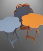 Çanta Zigon 90108 Sehpa Papatya Model Ahşap MDF Gri ve Hardal Renk Uyum El Yapım - 6