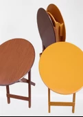 Çanta Zigon 90128 Sehpa Oval Model Ahşap Mdf Ceviz ve Hardal Renk Uyum El Yapım - 4