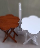 Çanta Zigon 90104 Papatya sehpa Model 2li Ahşap MDF Beyaz Ceviz Uyum El Yapım thumbnail 7