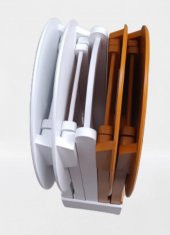 Çanta Zigon 90129 Sehpa Oval Dörtlü Ahşap Mdf Beyaz ve Hardal  Renk Uyumu El Yapı thumbnail 4