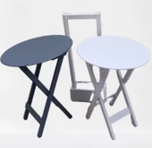 Çanta Zigon 90121 Sehpa Oval Model İkili Takım Mdf Gri-Beyaz Renk Uyumu El Yapımı - 1