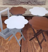 Çanta Zigon 90113 Papatya sehpa Dörtlü Model Ahşap MDF Ceviz Beyaz Uyumu El Yapım thumbnail 7