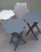 Çanta Zigon 90112 Papatya sehpa Model Ahşap Mdf Beyaz ve Gri Renk Uyum El Yapım - 5
