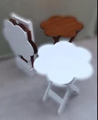 Çanta Zigon 90113 Papatya sehpa Dörtlü Model Ahşap MDF Ceviz Beyaz Uyumu El Yapım thumbnail 1