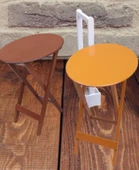 Çanta Zigon Sehpa 90118 Oval Model 2li Takım Mdf Hardal-Ceviz Renk Uyum El Yapım - 2