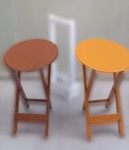 Çanta Zigon Sehpa 90118 Oval Model 2li Takım Mdf Hardal-Ceviz Renk Uyum El Yapım - 1