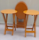 Çanta Zigon 90130 Sehpa Oval Dörtlü Model Ahşap MDF Hardal Renk Uyum El Yapımı thumbnail 7