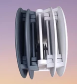 Çanta Zigon 90132 Oval Model Dörtlü Ahşap MDF Parlak Beyaz Gri Renk Uyum El Yapım thumbnail 3