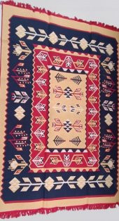 Kilim Antik 140-215 Otantik 90152 Motif Model Naturel Boya Çift Taraflı El yapımı - 3