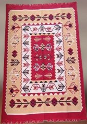 Kilim Antik 140-215 Otantik 90155 Motifler Model Naturel Boya Çift Taraf El yapım - 2