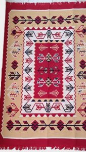 Kilim Antik 140-215 Otantik 90155 Motifler Model Naturel Boya Çift Taraf El yapım - 3