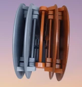 Çanta Zigon 90131 Oval Model Dörtlü Ahşap Mdf Ceviz ve Gri Renk Uyumu El Yapımı - 3