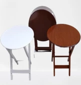 Çanta Zigon 90134 Sehpa Oval Dörtlü Model Ahşap MDF Beyaz ve Ceviz Uyum El Yapım - 1