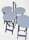 Çanta Zigon 90133 Sehpa Oval sehpa 90133 Model Dörtlü Ahşap MDF Gri Renk El Yapım - 2