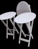 Çanta Zigon 90136 Oval sehpa Dörtlü Model Ahşap Mdf Parlak Beyaz Renk El Yapım - 2