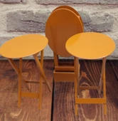 Çanta Zigon 90130 Sehpa Oval Dörtlü Model Ahşap MDF Hardal Renk Uyum El Yapımı thumbnail 8