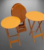 Çanta Zigon 90130 Sehpa Oval Dörtlü Model Ahşap MDF Hardal Renk Uyum El Yapımı thumbnail 1