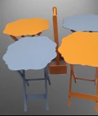 Çanta Zigon 90088 Sehpa Yonca 4 lü Model Ahşap MDF Gri-Hardal Renk Uyum El yapım thumbnail 5