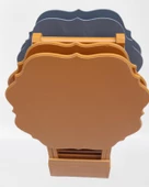 Çanta Zigon 90088 Sehpa Yonca 4 lü Model Ahşap MDF Gri-Hardal Renk Uyum El yapım thumbnail 6