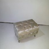 Çeyiz 121349 mini SANDIK Krem Kapitone KÜÇÜK Model KREM Kadife Kumaş İçi Tela - 1