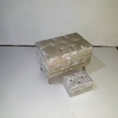 Çeyiz 121349 mini SANDIK Krem Kapitone KÜÇÜK Model KREM Kadife Kumaş İçi Tela - 3