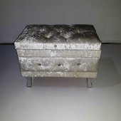 Çeyiz 121349 mini SANDIK Krem Kapitone KÜÇÜK Model KREM Kadife Kumaş İçi Tela - 4