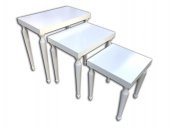 Zigon Sehpa 12437 ÇİZGİLİ Model kayın Parlak Beyaz Lake ayak Kutu sevk El Yapım thumbnail 3