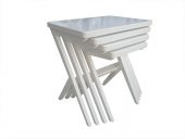 Zigon 17612 ılgz Klasik ÇAPRAZ Model Kayın ayak Parlak Beyaz Lake MDF El yapım - 1