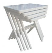 Zigon 17612 ılgz Klasik ÇAPRAZ Model Kayın ayak Parlak Beyaz Lake MDF El yapım - 2